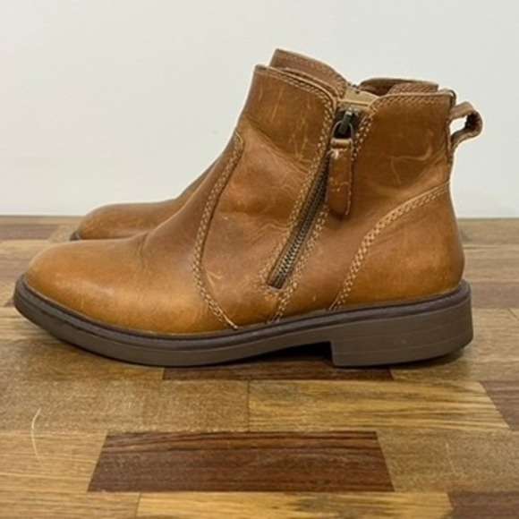 Cougar Womens Chelsea Boots 7 Brown Leather Ankle Zip Chunky Tan Zip Outerwear - Picture 3 of 16